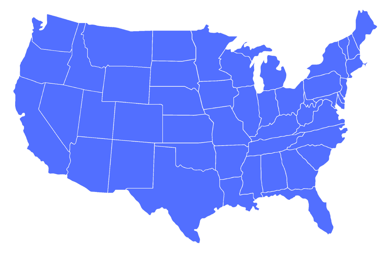 A modern, blue-toned schematic of the United States map, symbolizing The Trusty Books' nationwide service.